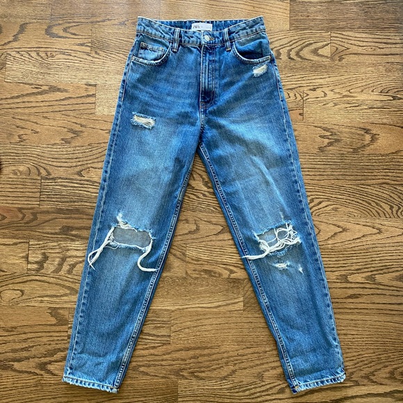 Zara Denim - Zara Ripped Straight Fit Jean